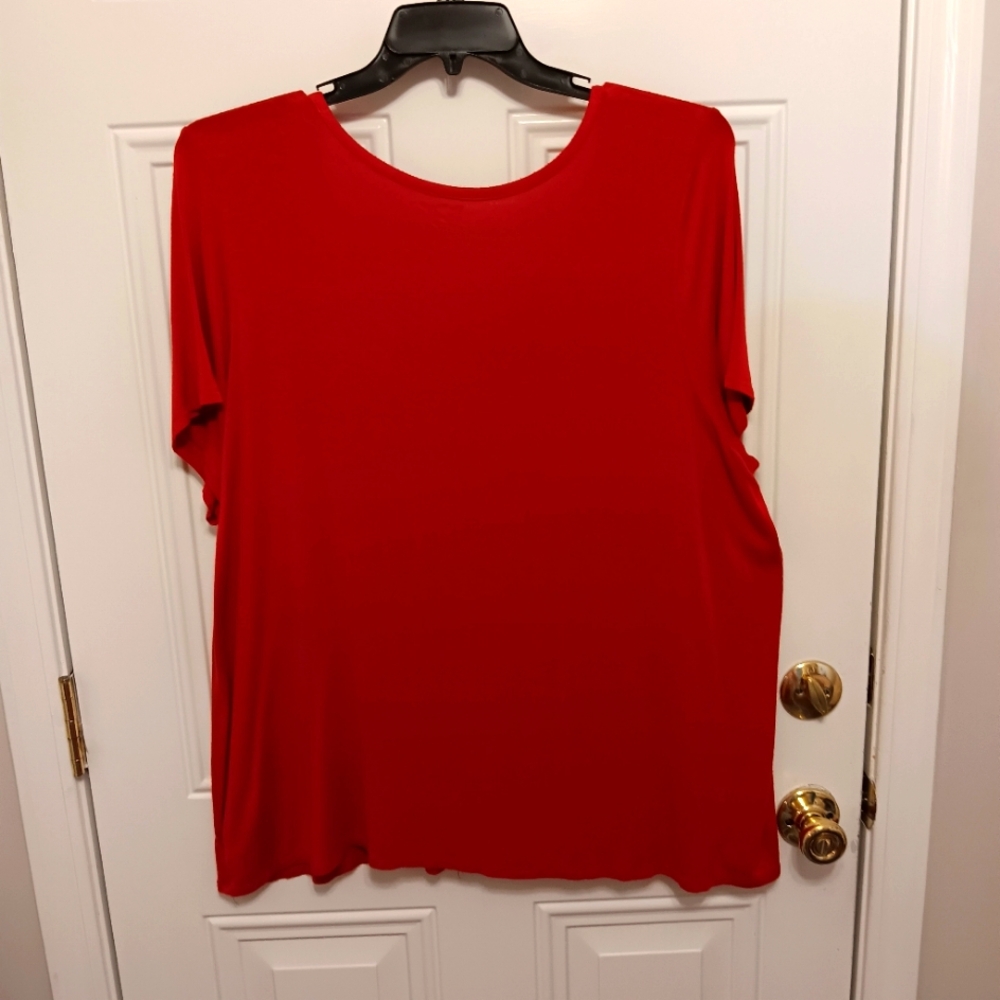 Kim Roger's 2X, Red Short Sleeve Blouse
